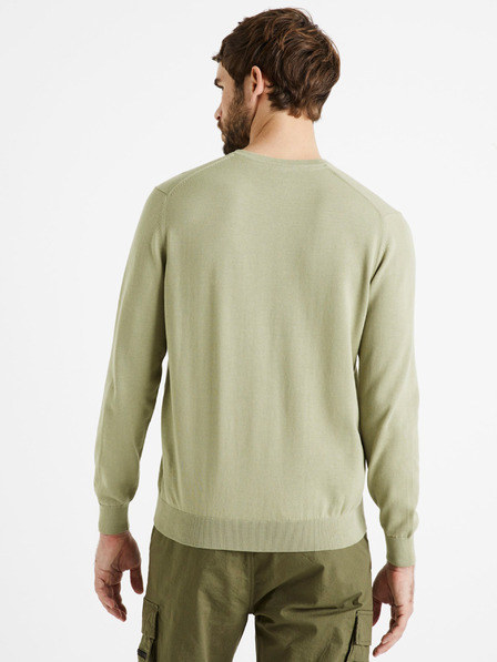 Celio Světle zelený pánský basic svetr Celio Decoton