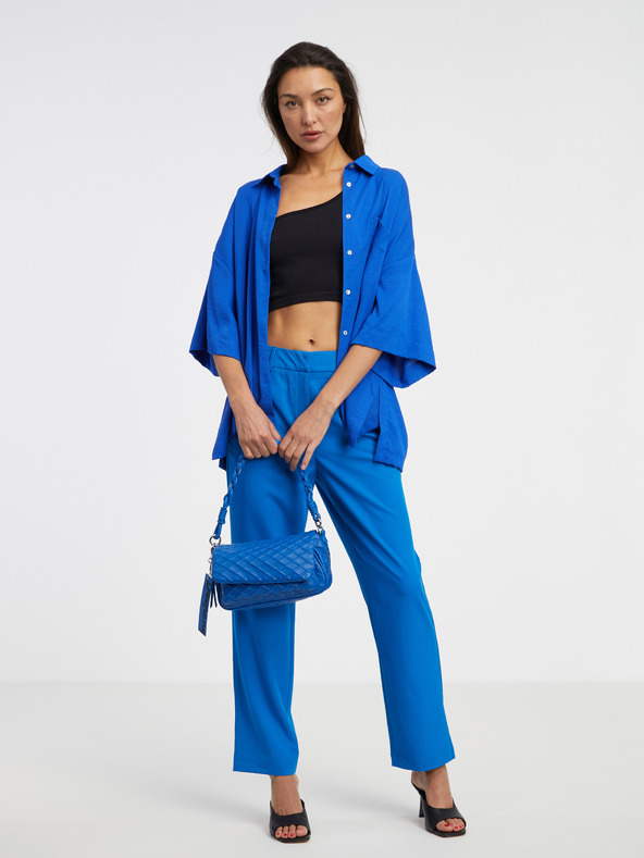 Vero Moda Modré dámské zkrácené kalhoty VERO MODA Zelda