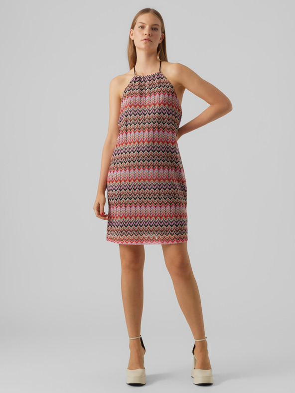 Vero Moda Hnědé dámské vzorované šaty VERO MODA Dicte