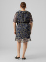 Vero Moda Curve Tmavě modré dámské vzorované šaty VERO MODA CURVE Dora