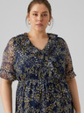 Vero Moda Curve Tmavě modré dámské vzorované šaty VERO MODA CURVE Dora