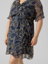 Vero Moda Curve Tmavě modré dámské vzorované šaty VERO MODA CURVE Dora