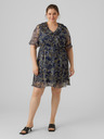 Vero Moda Curve Tmavě modré dámské vzorované šaty VERO MODA CURVE Dora