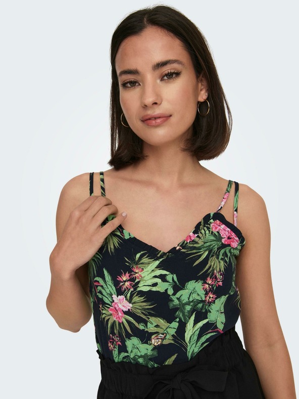 ONLY Zeleno-černé dámské vzorované tílko ONLY Nova