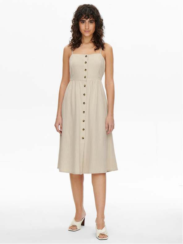 Jacqueline de Yong Béžové dámské lněné šaty JDY Say