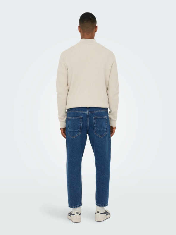 ONLY & SONS Modré pánské straight fit džíny ONLY & SONS Savi
