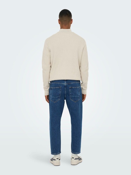 ONLY & SONS Modré pánské straight fit džíny ONLY & SONS Savi