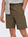 ONLY & SONS Hnědé pánské kraťasy s příměsí lnu ONLY & SONS Linus