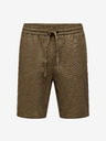 ONLY & SONS Hnědé pánské kraťasy s příměsí lnu ONLY & SONS Linus