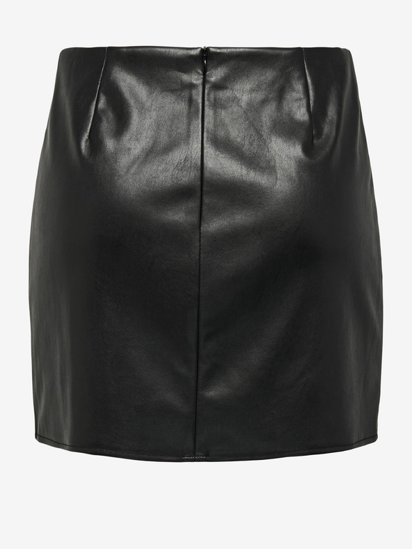 ONLY Černá dámská koženková mini sukně ONLY Leni