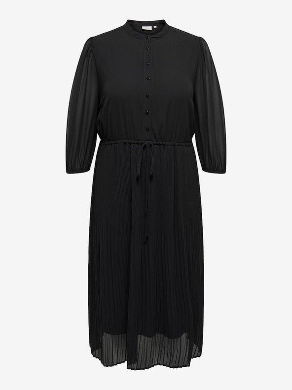 ONLY CARMAKOMA Černé dámské plisované šaty ONLY CARMAKOMA Piona