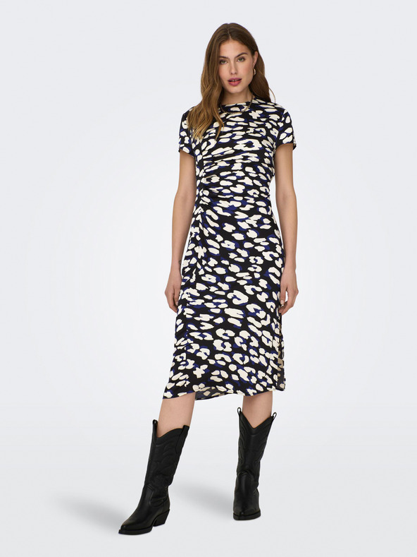 Jacqueline de Yong Krémovo-černé dámské vzorované šaty JDY Urba