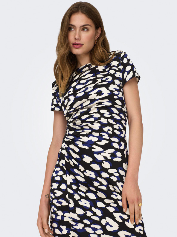 Jacqueline de Yong Krémovo-černé dámské vzorované šaty JDY Urba