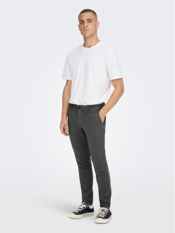 ONLY & SONS Tmavě šedé pánské chino kalhoty ONLY & SONS Mark