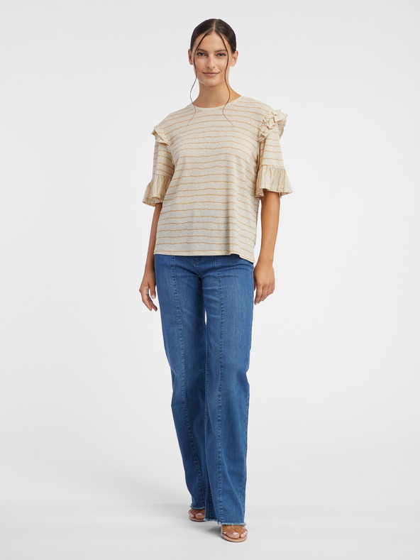 Orsay Béžové dámské pruhované tričko ORSAY