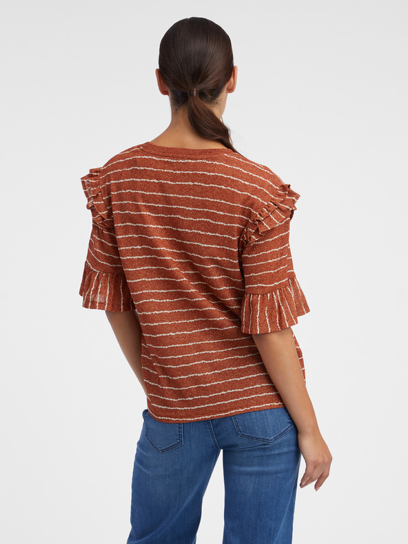 Orsay Hnědé dámské pruhované tričko ORSAY