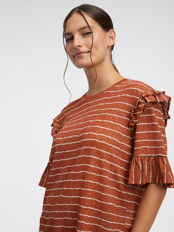 Orsay Hnědé dámské pruhované tričko ORSAY
