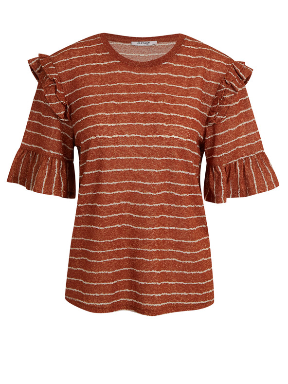 Orsay Hnědé dámské pruhované tričko ORSAY