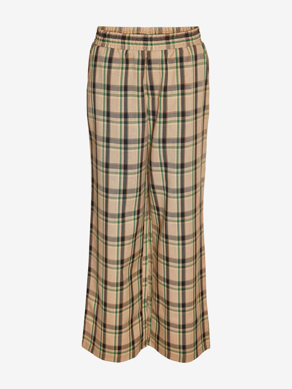 Noisy May Béžové dámské kárované kalhoty Noisy May Morgan