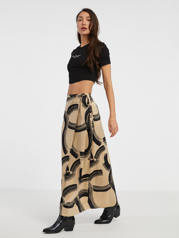 AWARE by VERO MODA Béžová dámská vzorovaná zavinovací maxi sukně AWARE by VERO MODA Gusa
