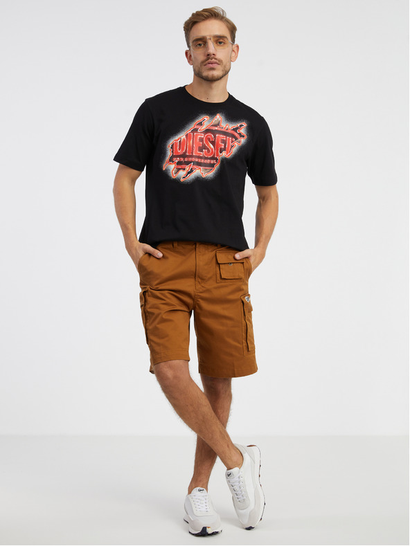 Diesel Hnědé pánské kraťasy s kapsami Diesel