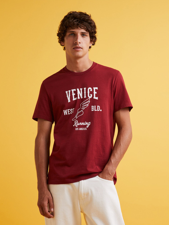 Celio Červené pánské tričko Celio Feklyn