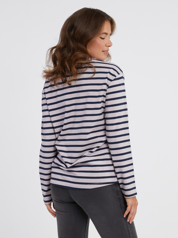 Sam 73 Modro-růžové dámské pruhované tričko s dlouhým rukávem SAM 73 Prudence