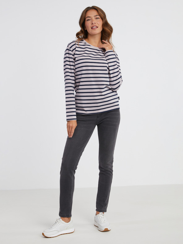 Sam 73 Modro-růžové dámské pruhované tričko s dlouhým rukávem SAM 73 Prudence