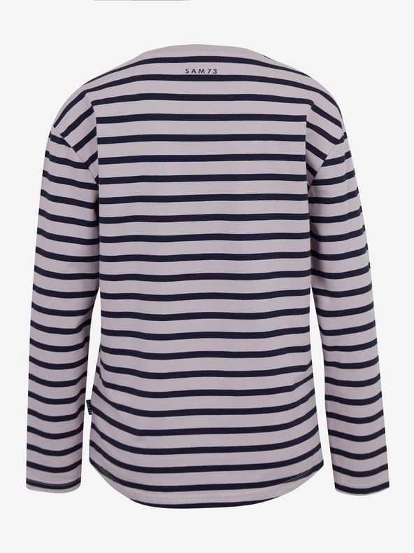 Sam 73 Modro-růžové dámské pruhované tričko s dlouhým rukávem SAM 73 Prudence
