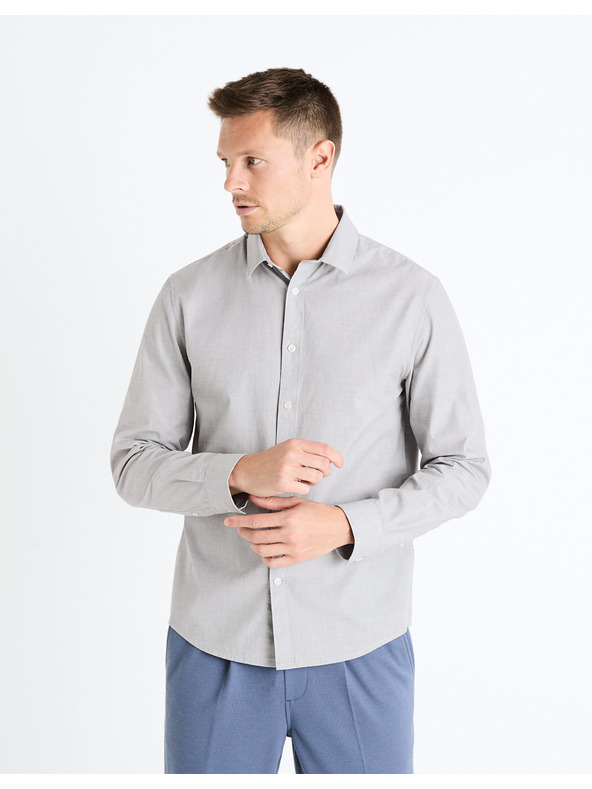 Celio Světle šedá pánská košile Celio Fafile