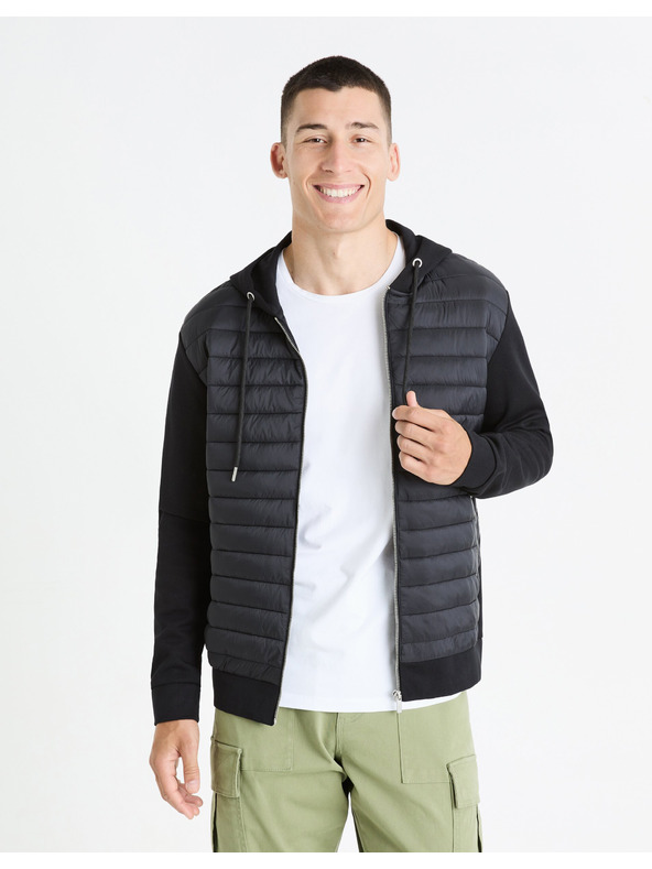Celio Černá pánská prošívaná bunda Celio Fequilted