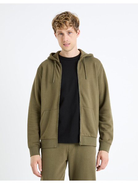 Celio Khaki pánská mikina s kapucí Celio Fethree
