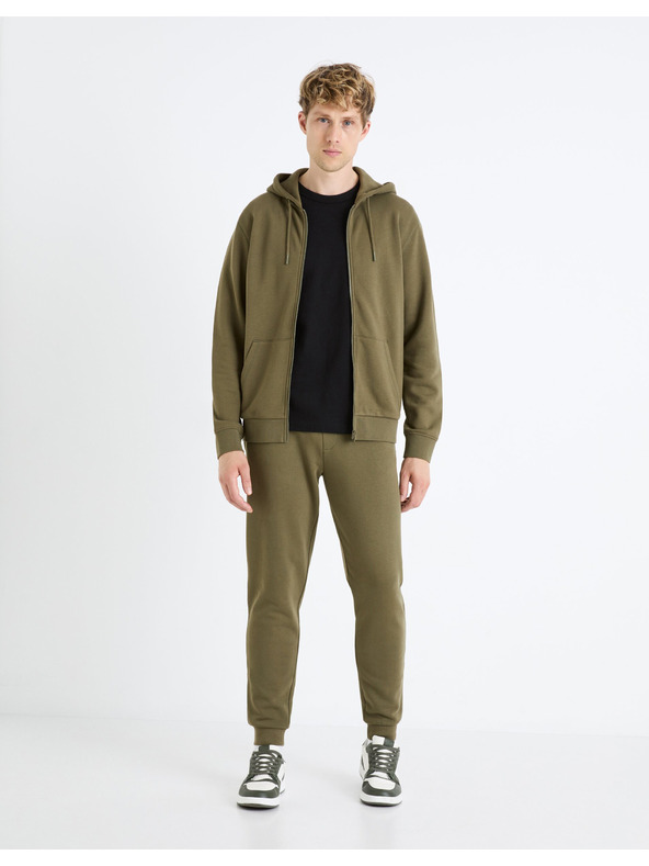 Celio Khaki pánská mikina s kapucí Celio Fethree