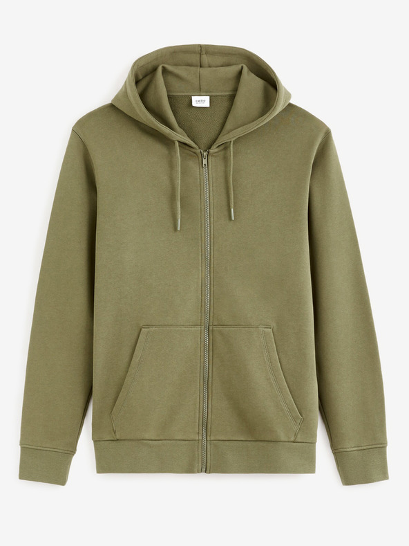 Celio Khaki pánská mikina s kapucí Celio Fethree