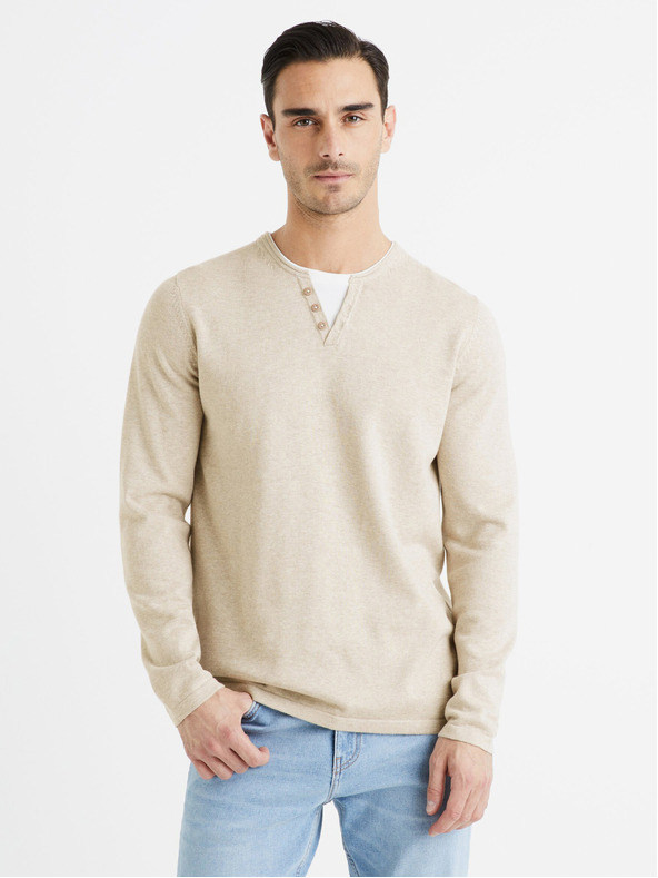Celio Béžový pánský svetr Celio Felano