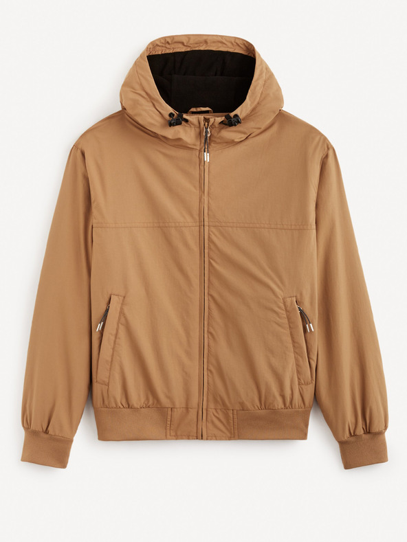 Celio Hnědá pánská bunda Celio Fuhoodie2