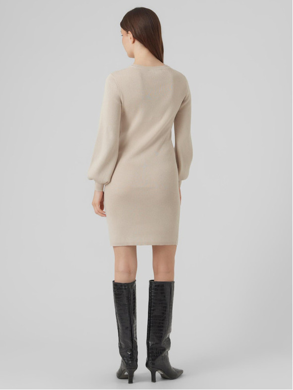 AWARE by VERO MODA Béžové dámské svetrové šaty AWARE by VERO MODA Haya