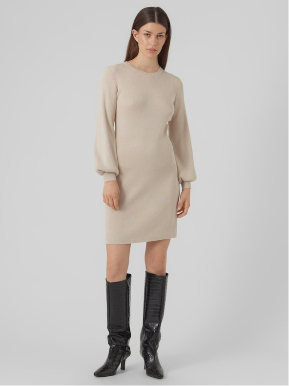 AWARE by VERO MODA Béžové dámské svetrové šaty AWARE by VERO MODA Haya