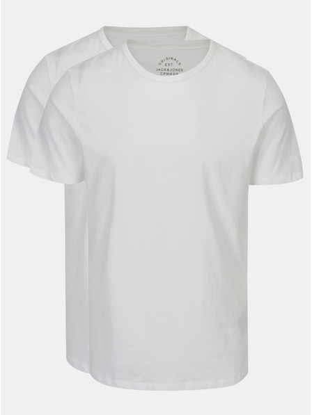 Jack & Jones Sada dvou bílých pánských triček s krátkým rukávem Jack & Jones Basic