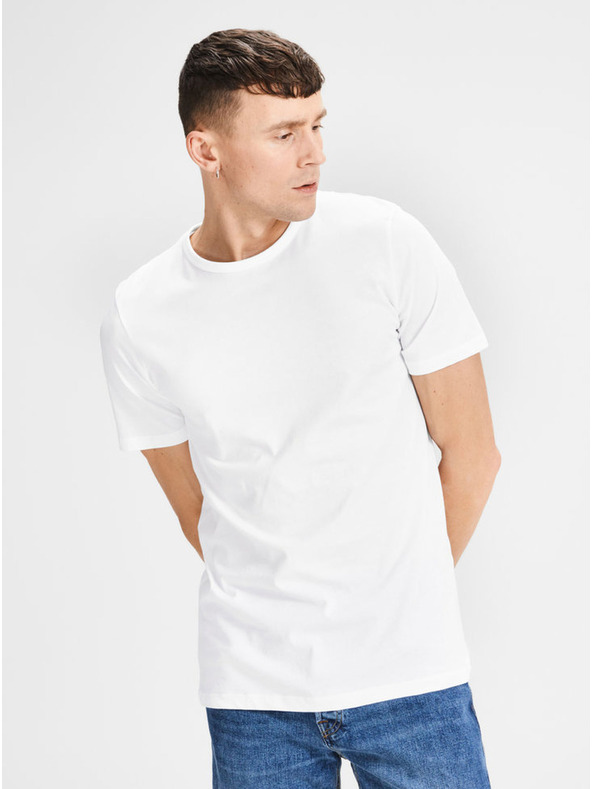 Jack & Jones Sada dvou bílých pánských triček s krátkým rukávem Jack & Jones Basic