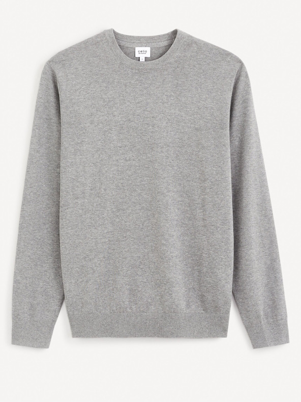 Celio Světle šedý pánský basic svetr Celio Decotonv