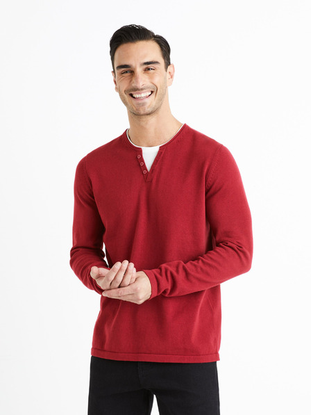 Celio Červený pánský svetr Celio Felano