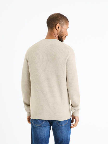 Celio Béžový pánský basic svetr Celio Femoon
