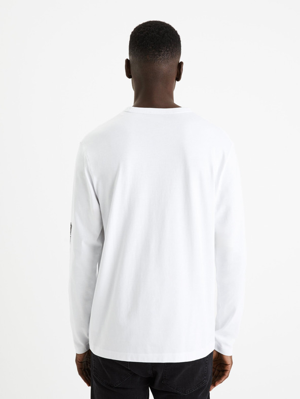 Celio Bílé pánské tričko s potiskem Celio Feprime