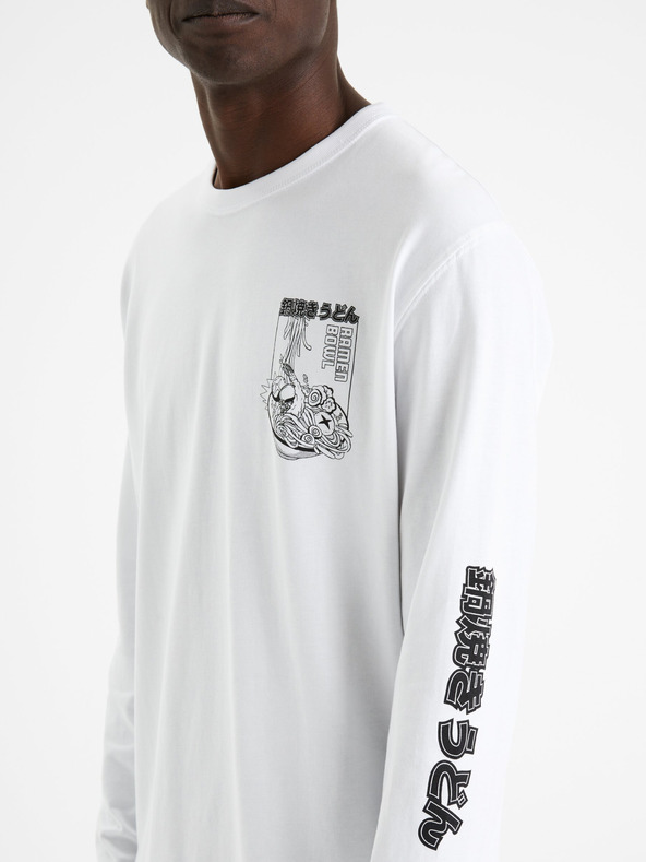 Celio Bílé pánské tričko s potiskem Celio Feprime