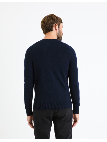 Celio Tmavě modrý pánský basic svetr Celio Cevlna