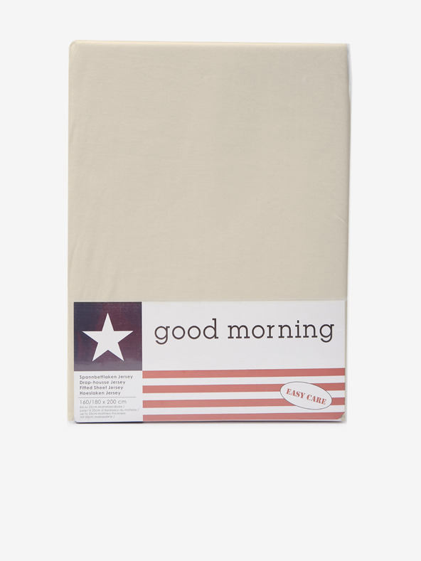 Good Morning 140 x 200 cm - Béžové elastické žerzejové prostěradlo Good Morning
