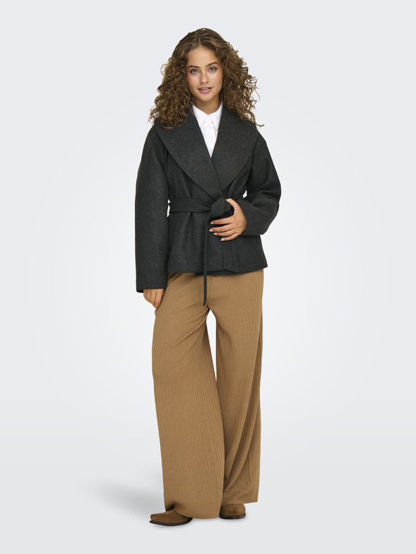 ONLY Tmavě šedý dámský krátký kabátek ONLY Augusta