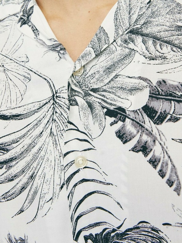 Jack & Jones Bílo-šedá pánská vzorovaná košile s krátkým rukávem Jack & Jones Guru