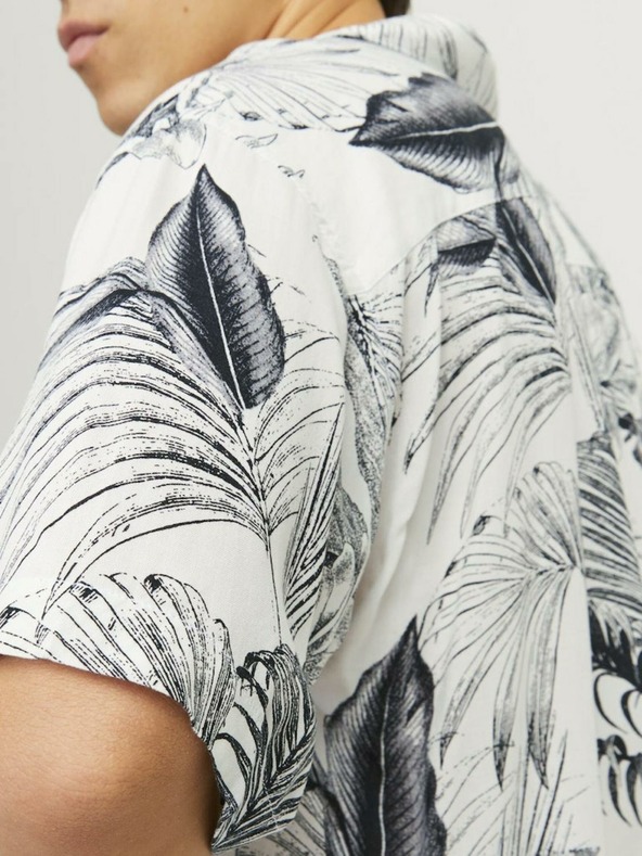 Jack & Jones Bílo-šedá pánská vzorovaná košile s krátkým rukávem Jack & Jones Guru